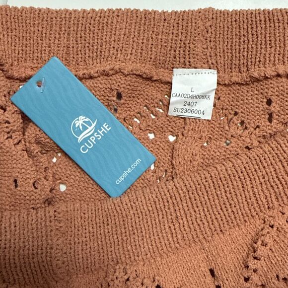 Cupshe Large Perforated Knit Wide Leg Pants Unlined Coverup Beach Womens L NWT - Picture 5 of 8